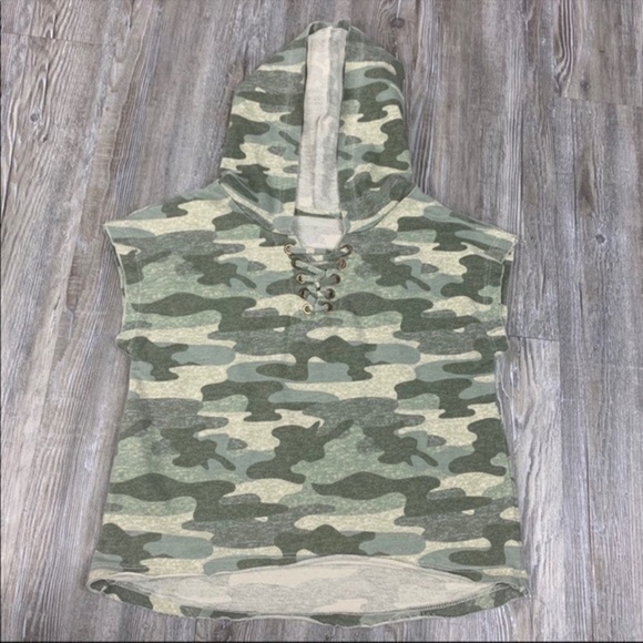 Justice Camouflaged Lace Up Detail Hooded Top - Picture 2 of 7